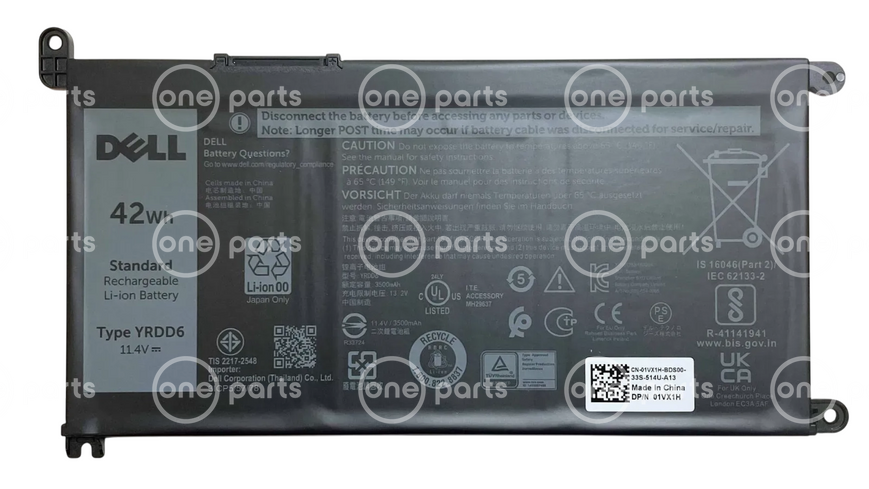 Оригинальная батарея для ноутбука Dell Inspiron 3501, 3505, 3581 Vostro 3505, 3583, 3590 42Wh 1VX1H&ndash; type YRDD6 1VX1H фото